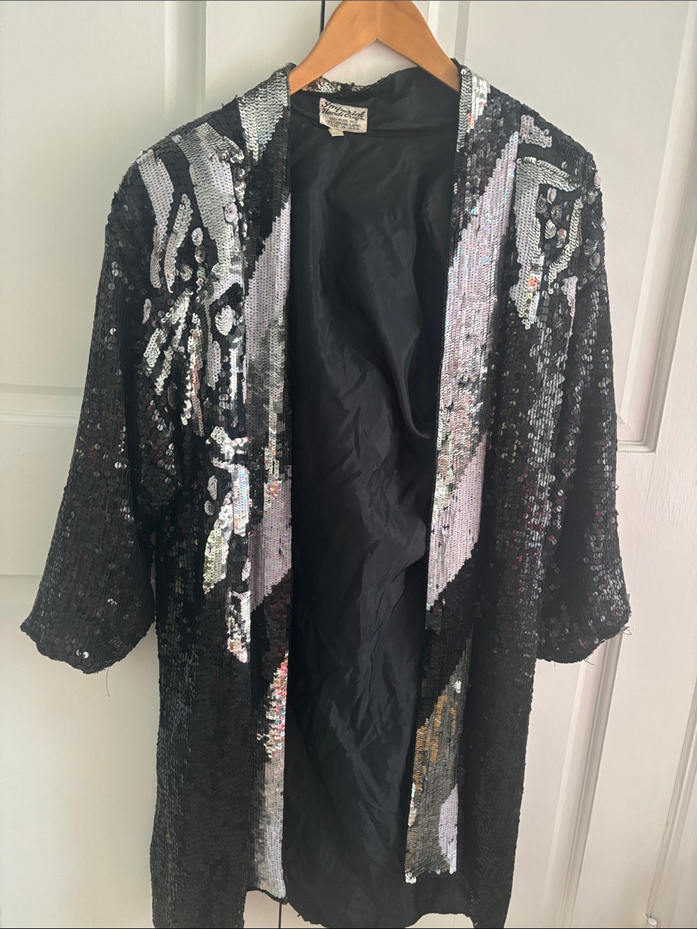 Black & Silver Sequin Open-Front Blazer